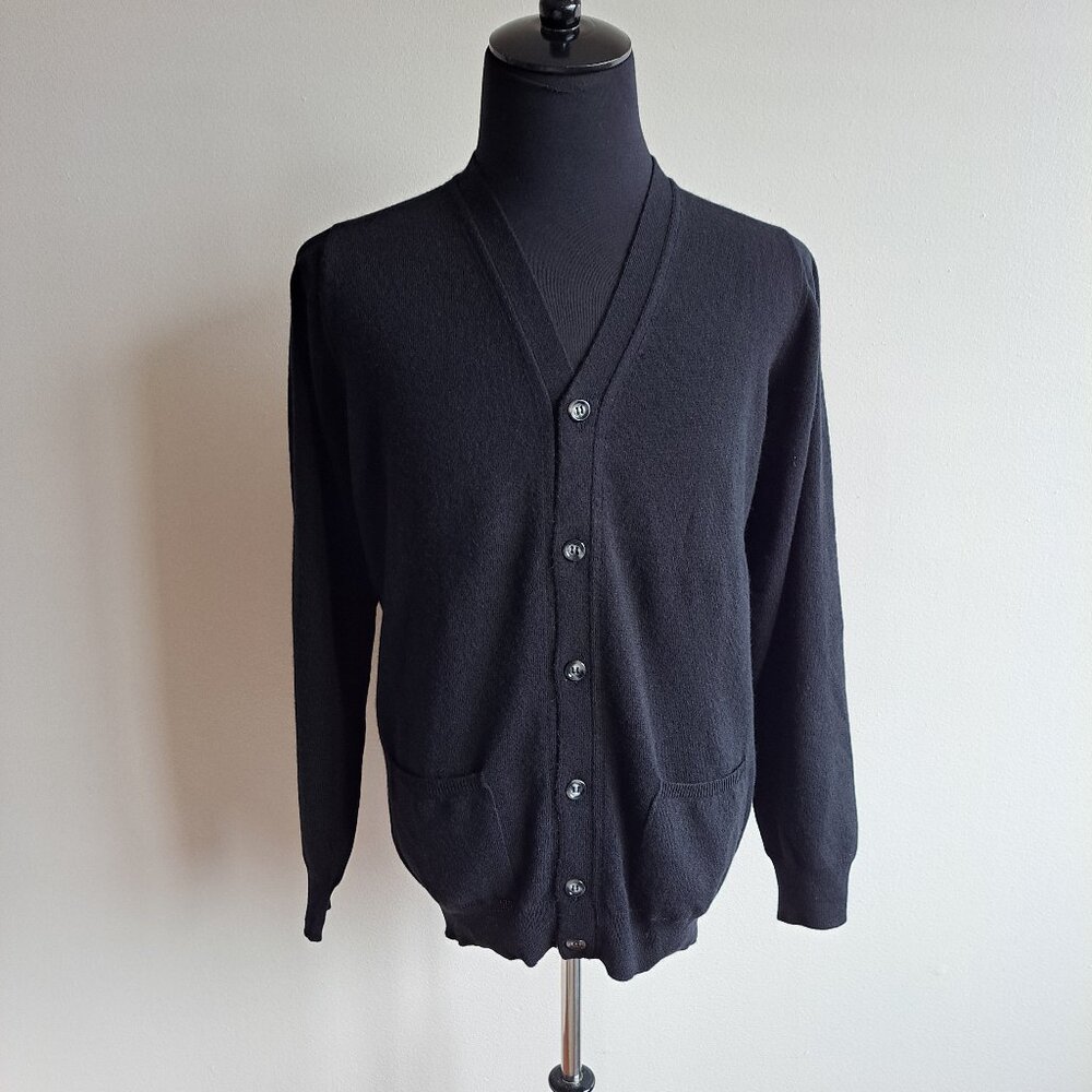 New Misternic 100% Cashmere Black Men's Cardigan Size 54/ XL